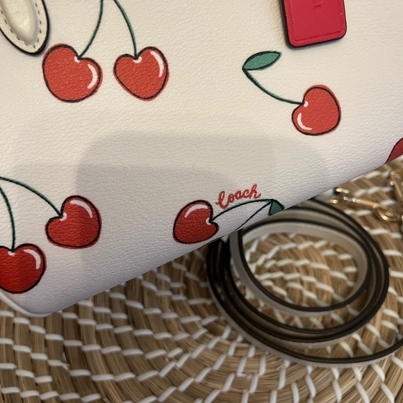 Coach Cherry Print Mini Bag in White - Picture 5 of 16